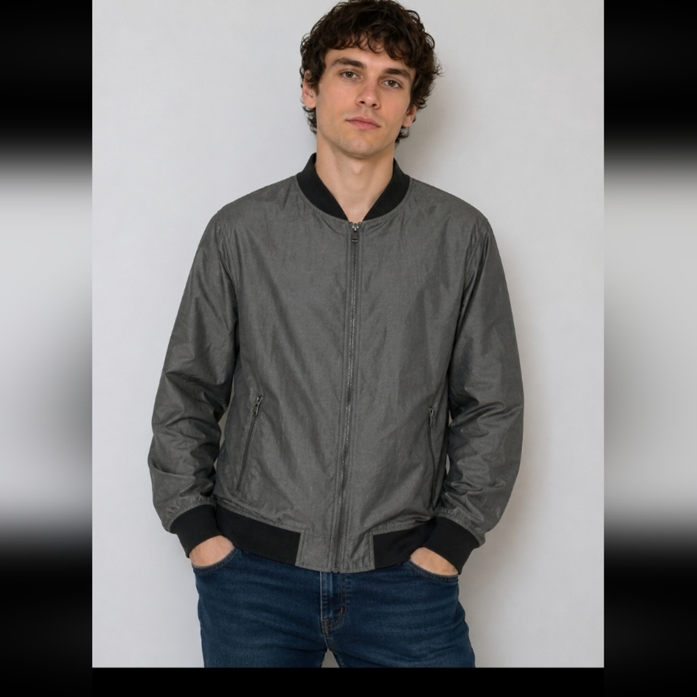 ALFANI heathered dark gray zip up jacket XL